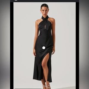 Black Satin Midi dress